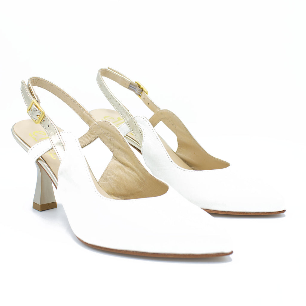 Slingback donna bianco e oro
