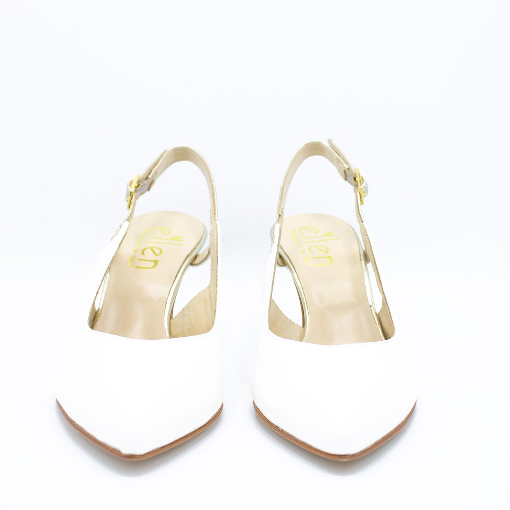 Slingback donna bianco e oro