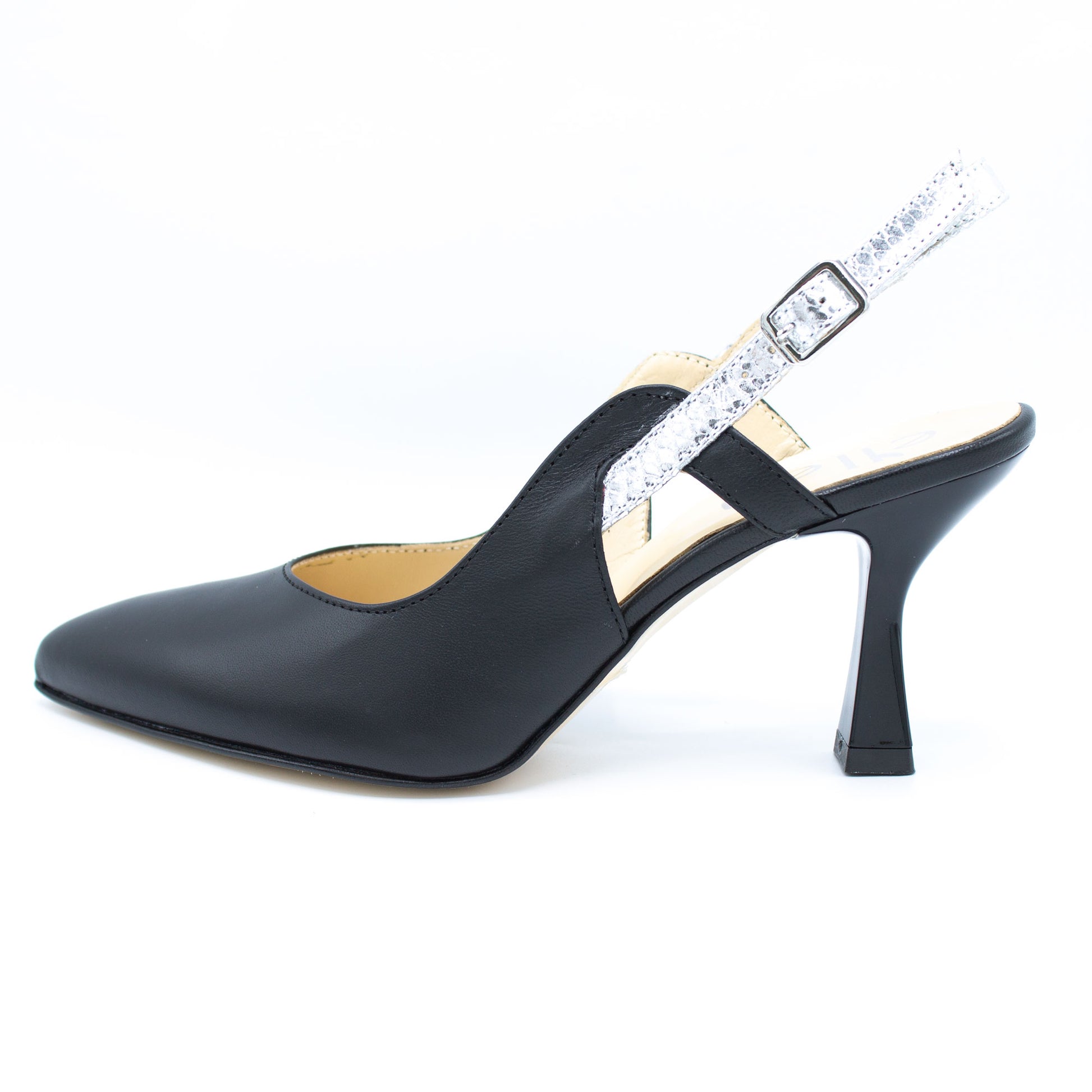Slingback donna nero e argento