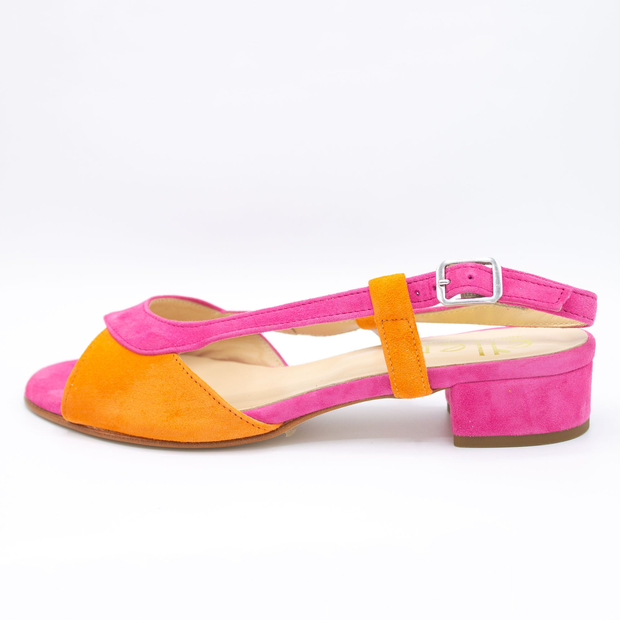 Sandalo donna fuxia e arancio