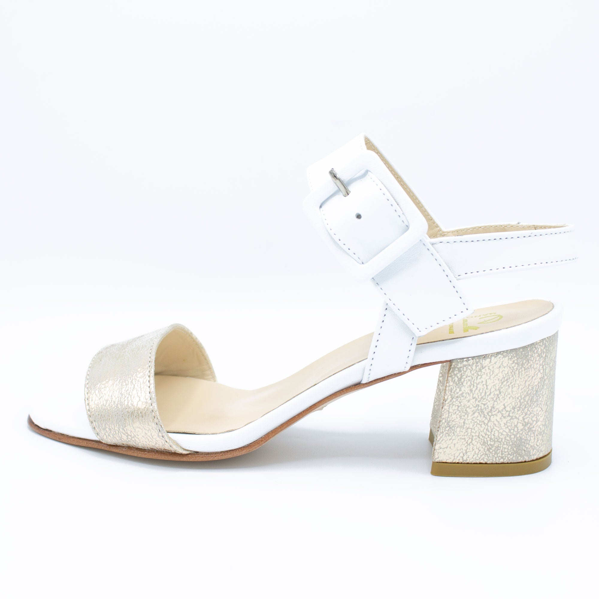 Sandalo donna bianco e oro
