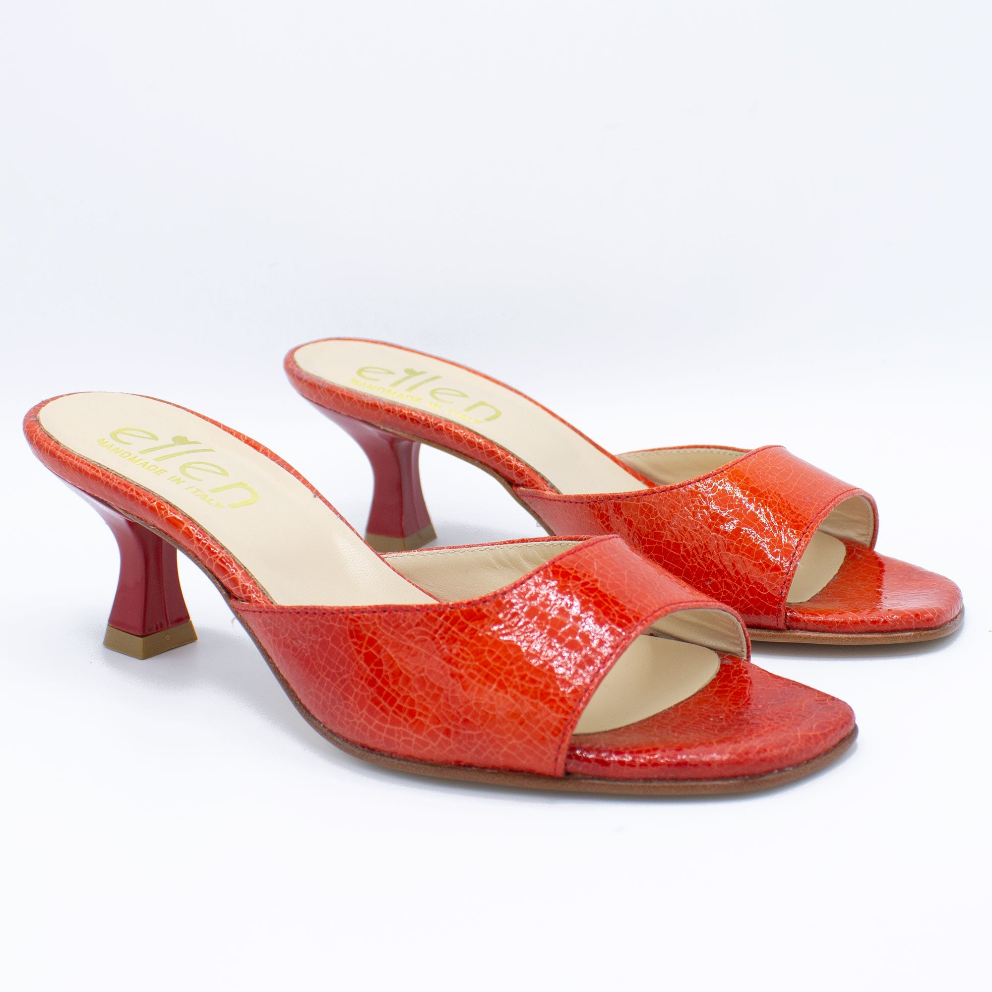 Mules donna rosso aranciato