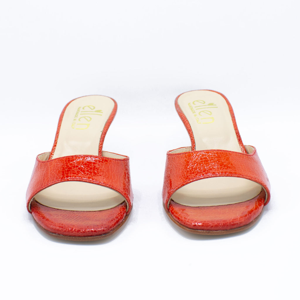 Mules donna rosso aranciato