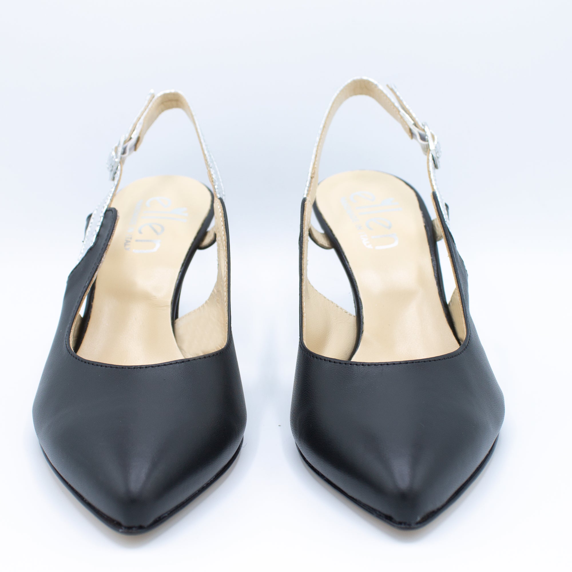 Slingback donna nero e argento