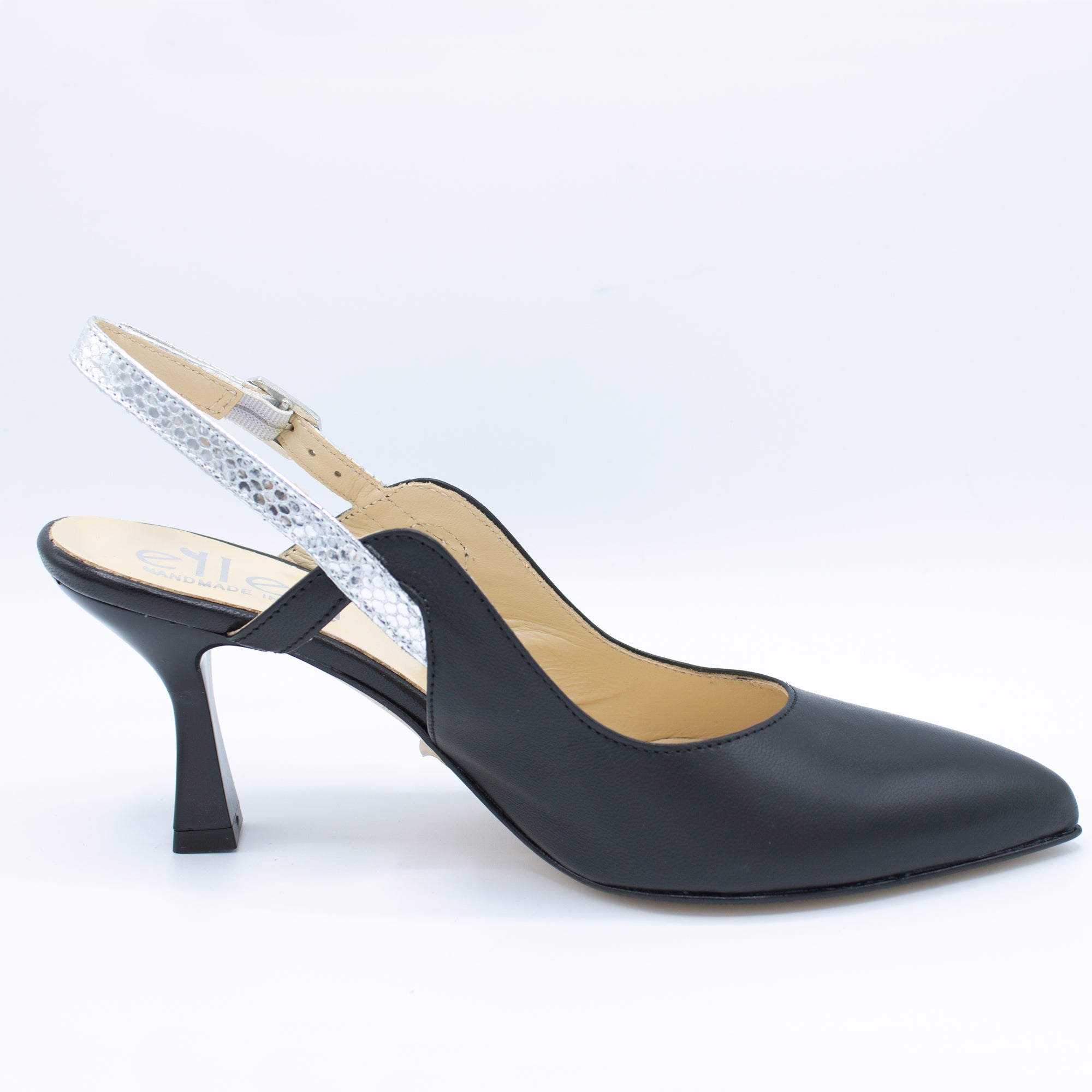 Slingback donna nero e argento