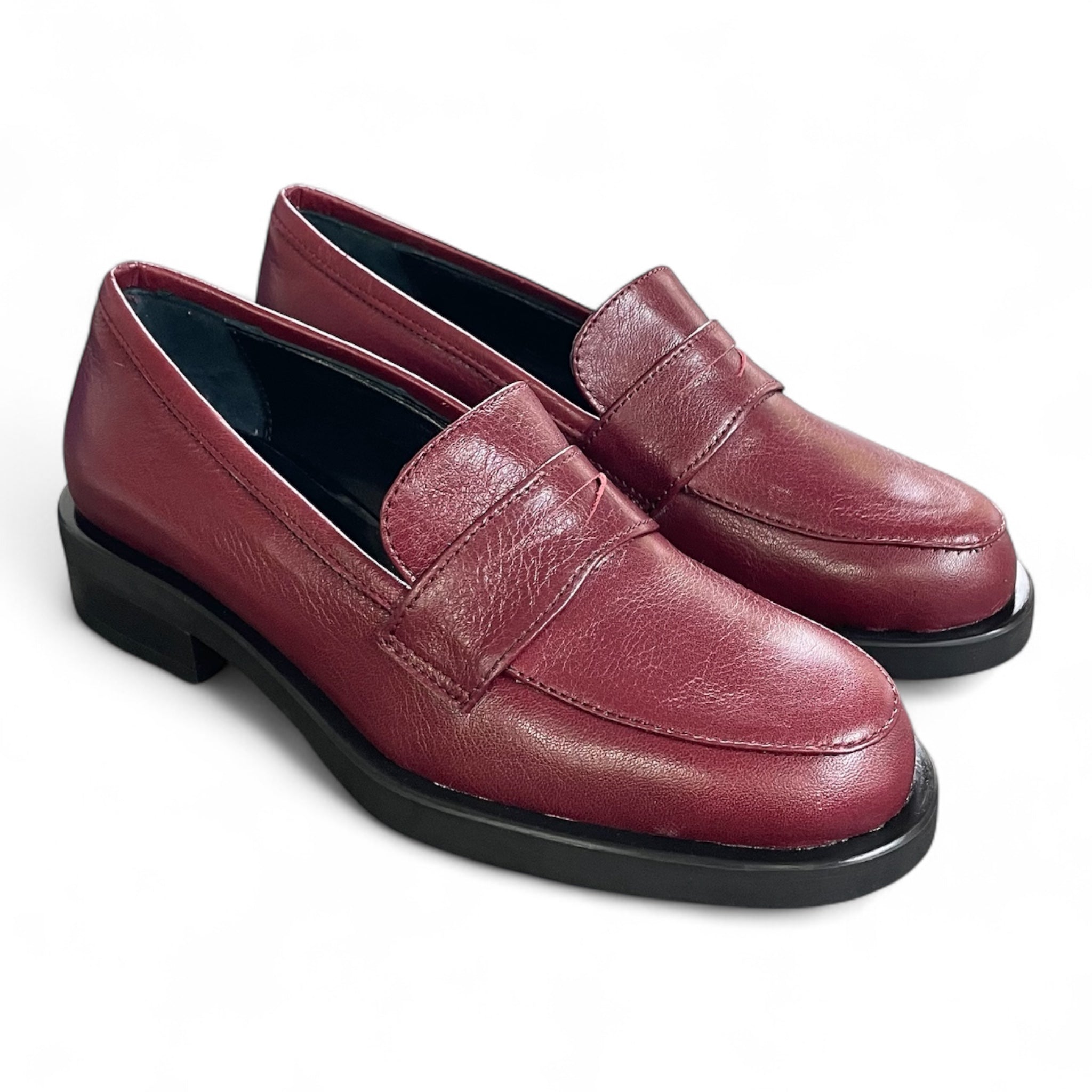 Mocassino donna in pelle bordeaux
