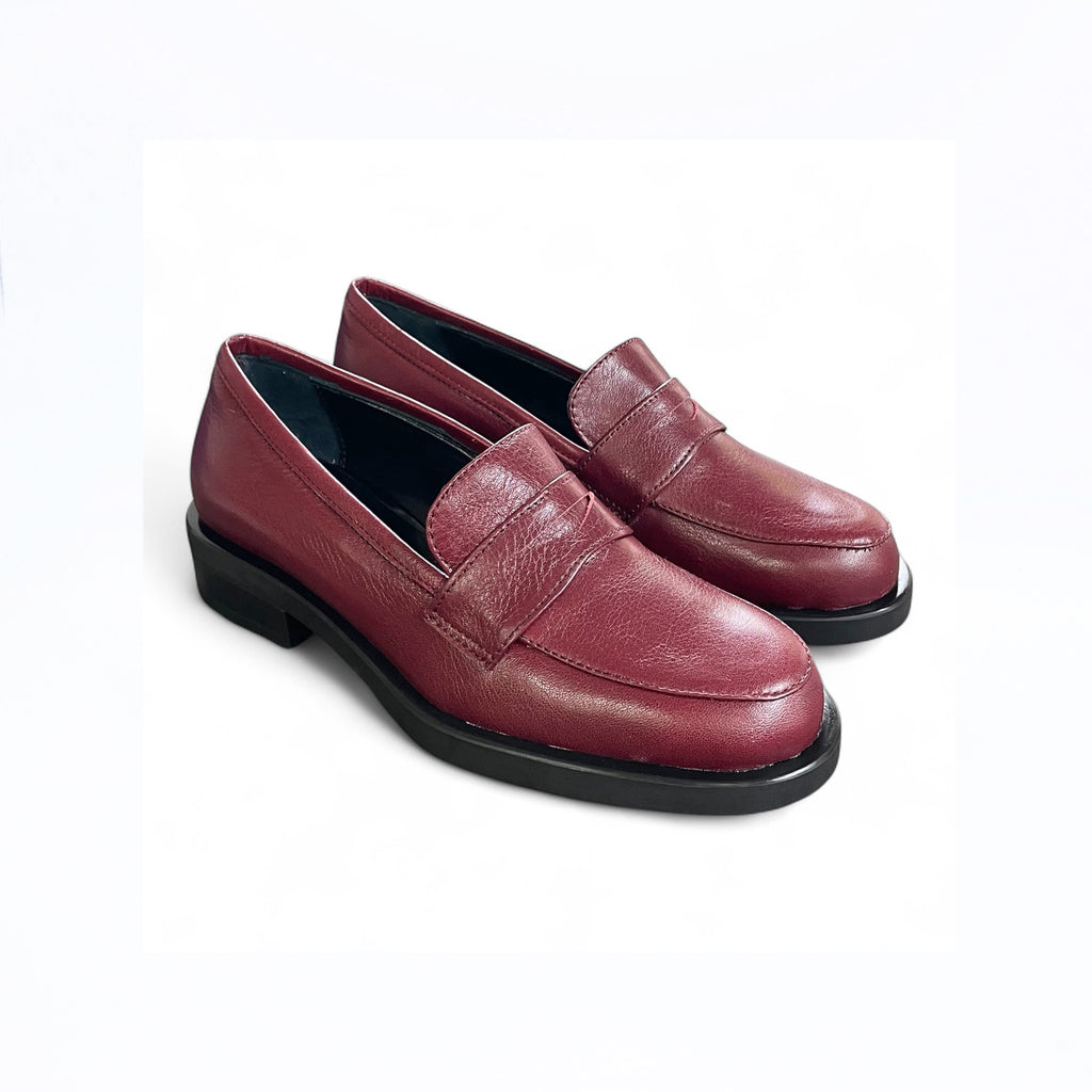 Mocassino donna in pelle bordeaux