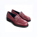 Mocassino donna in pelle bordeaux