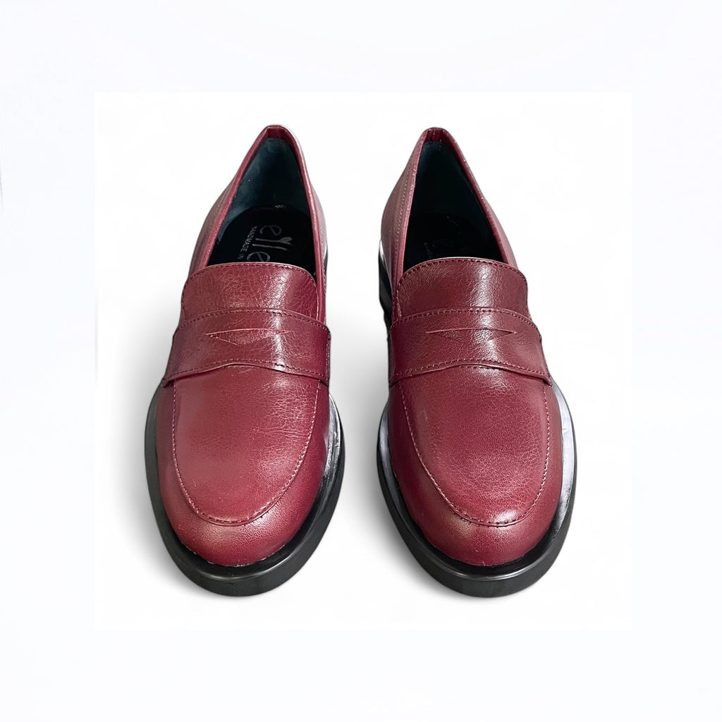 Mocassino donna in pelle bordeaux