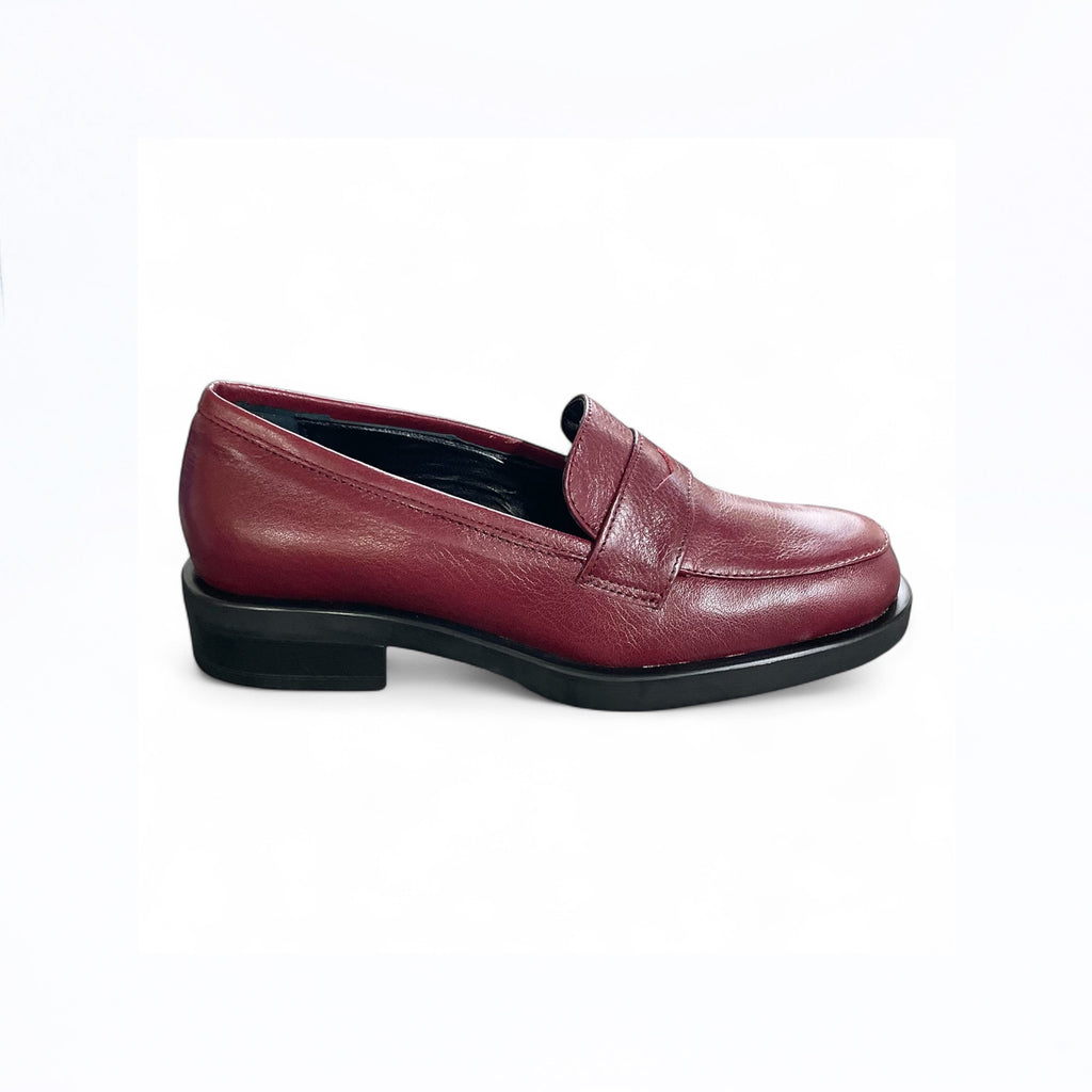 Mocassino donna in pelle bordeaux
