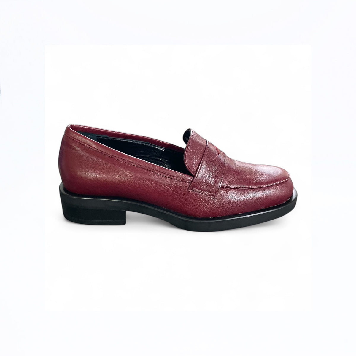 Mocassino donna in pelle bordeaux