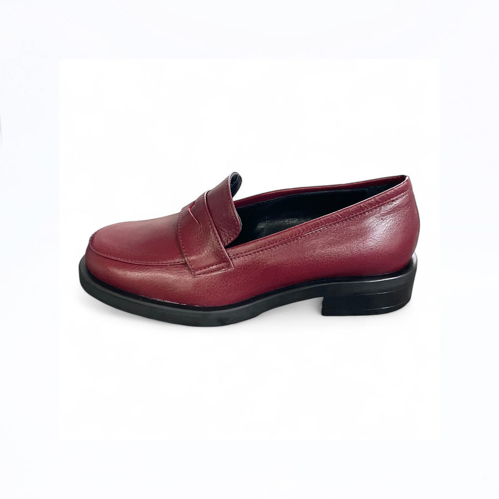 Mocassino donna in pelle bordeaux