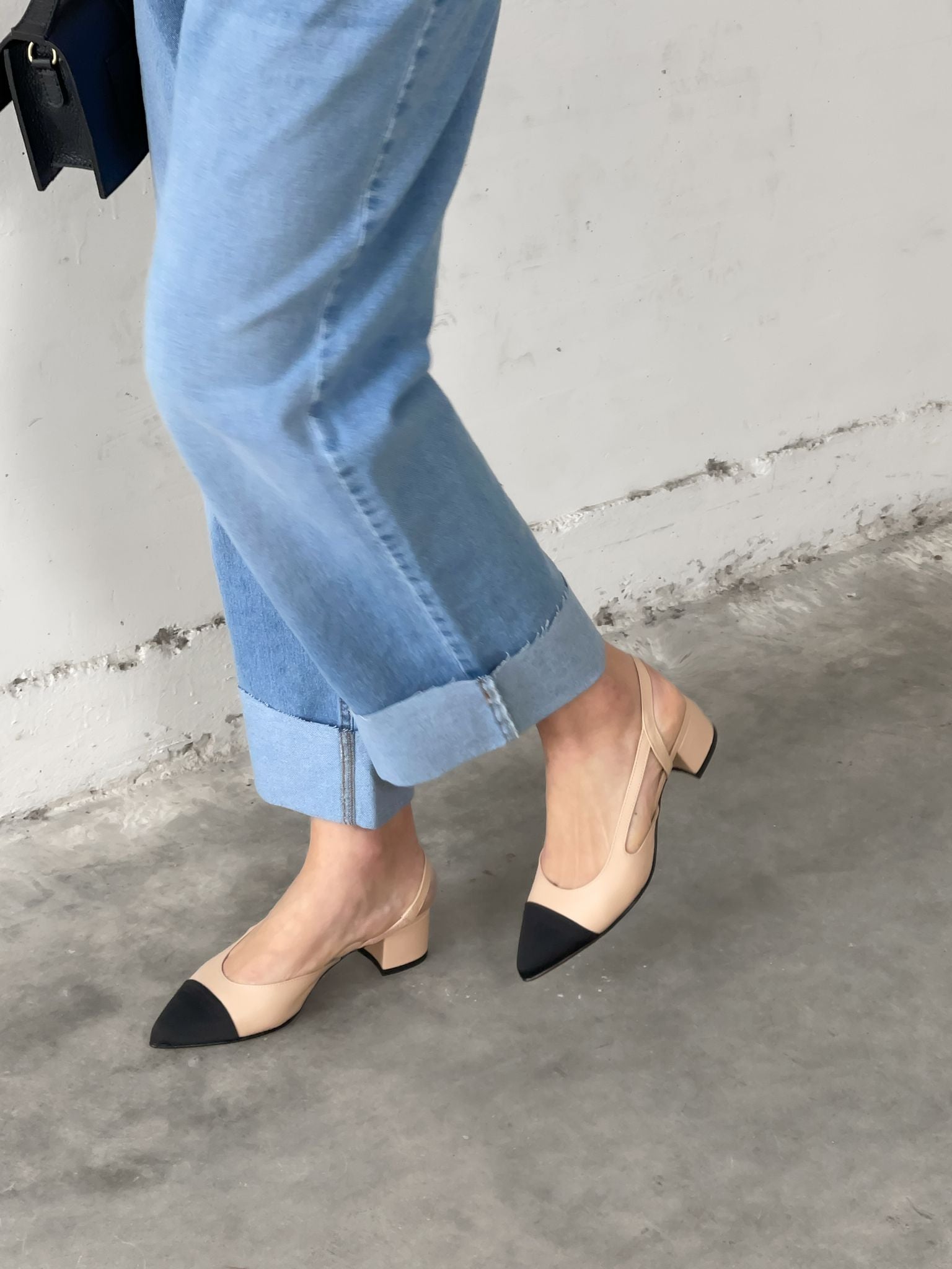 Slingback donna nude e nero