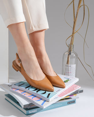 Slingback donna color cuoio