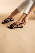 Sandalo donna in camoscio nero