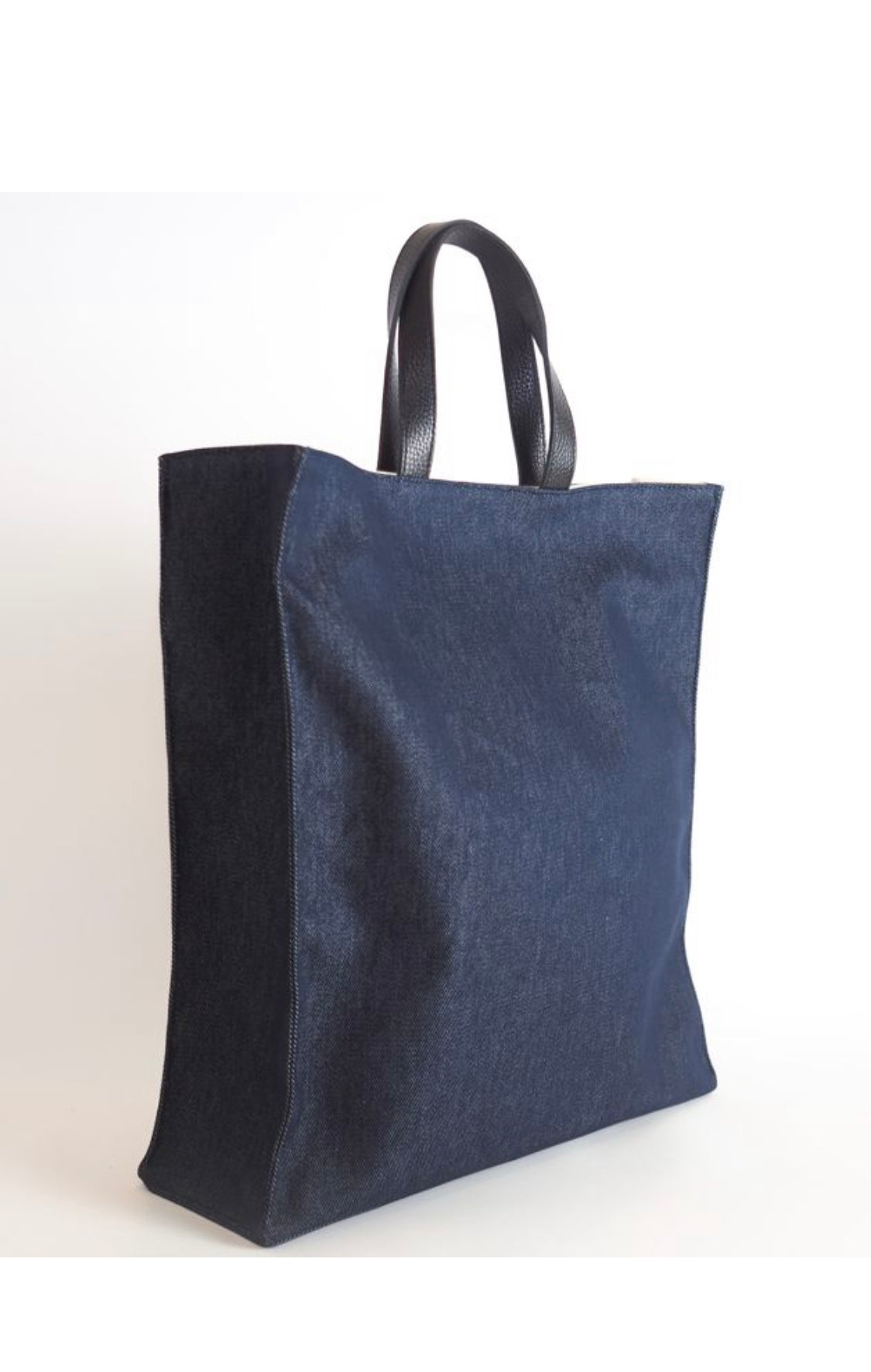 Borsa in tessuto denim color blu modello shopping