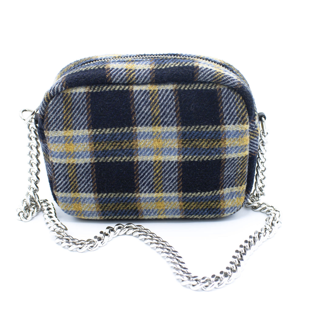 Borsa in lana tessuto check