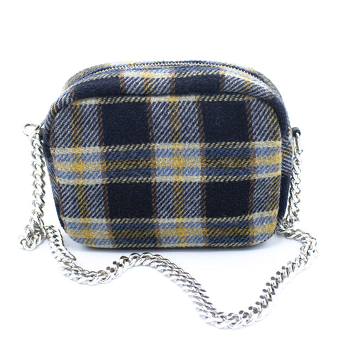 Borsa in lana tessuto check