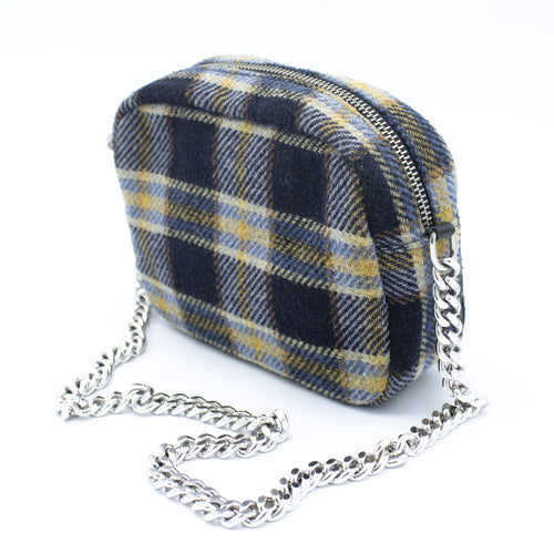 Borsa in lana tessuto check