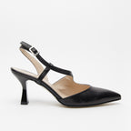 Slingback in pelle nero