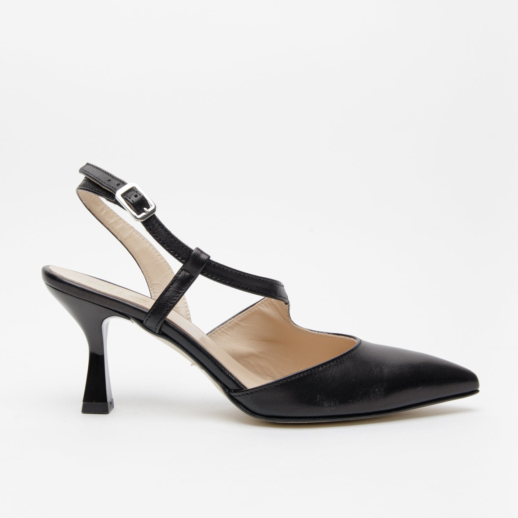 Slingback in pelle nero