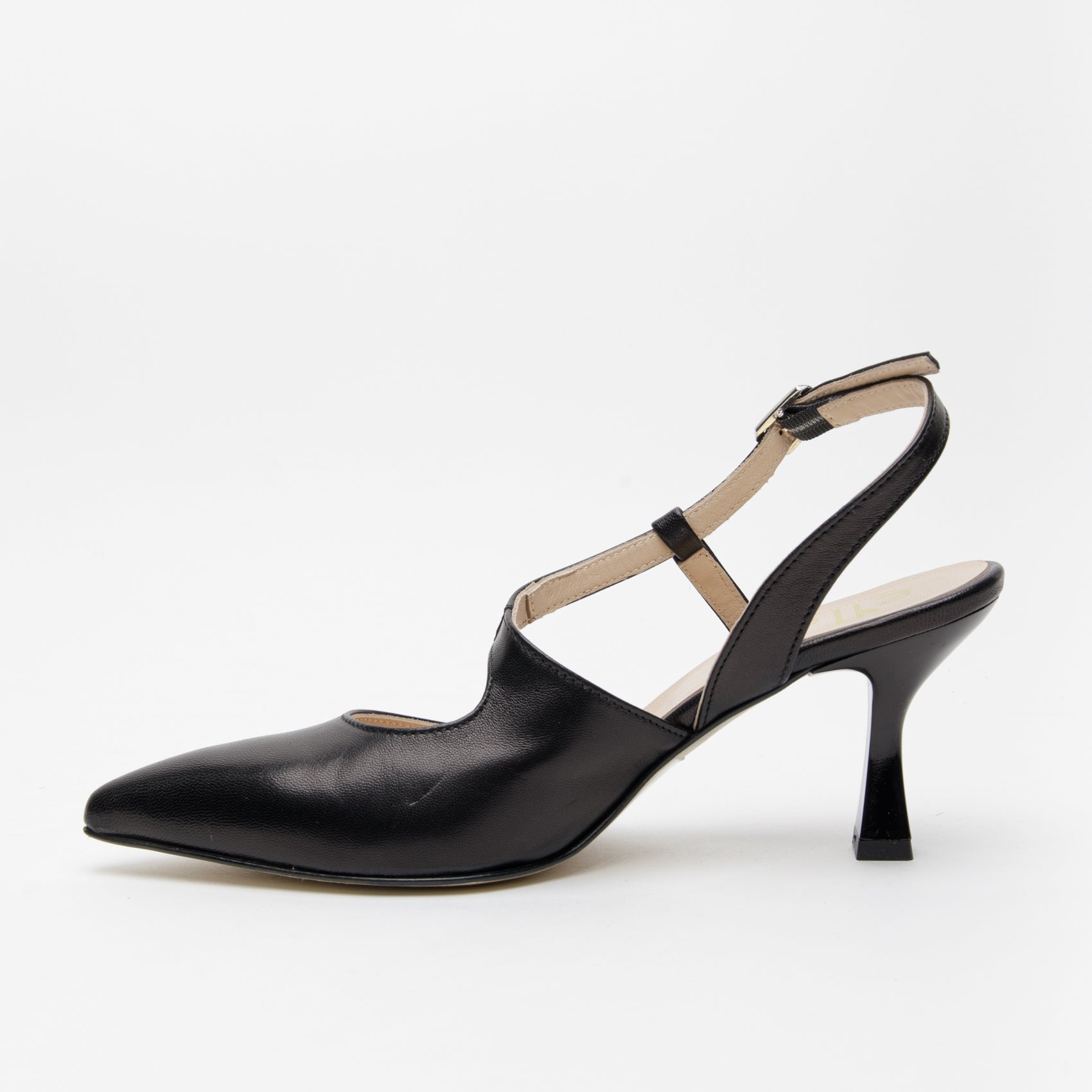 Slingback in pelle nero
