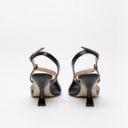 Slingback in pelle nero