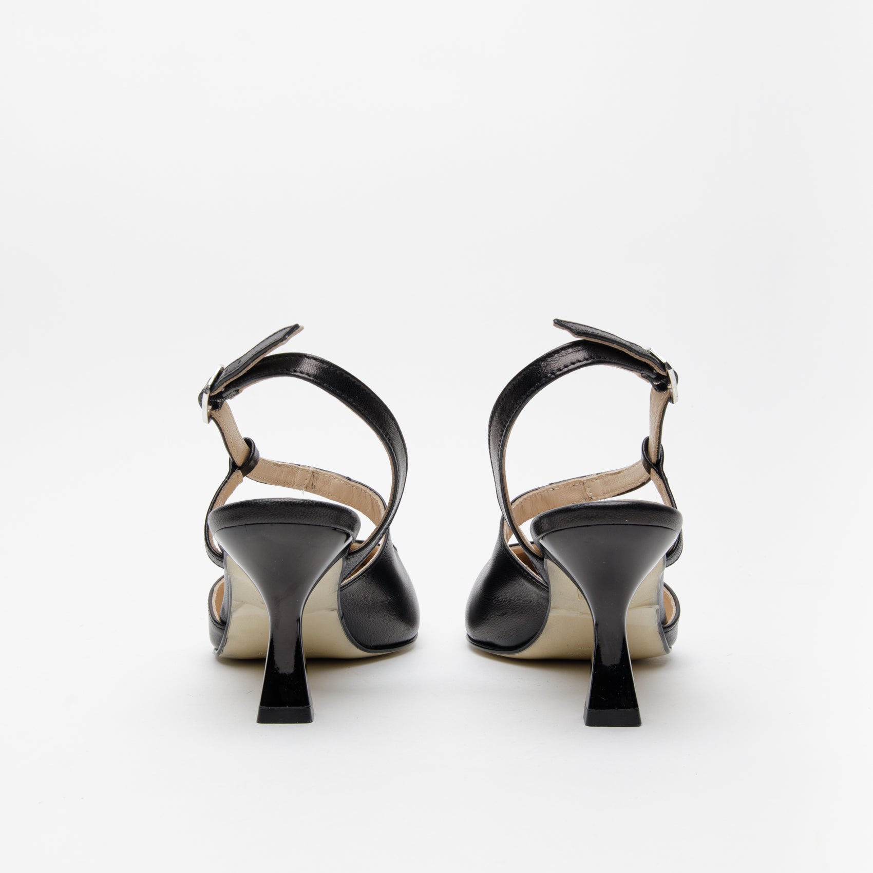 Slingback in pelle nero