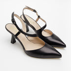 Slingback in pelle nero