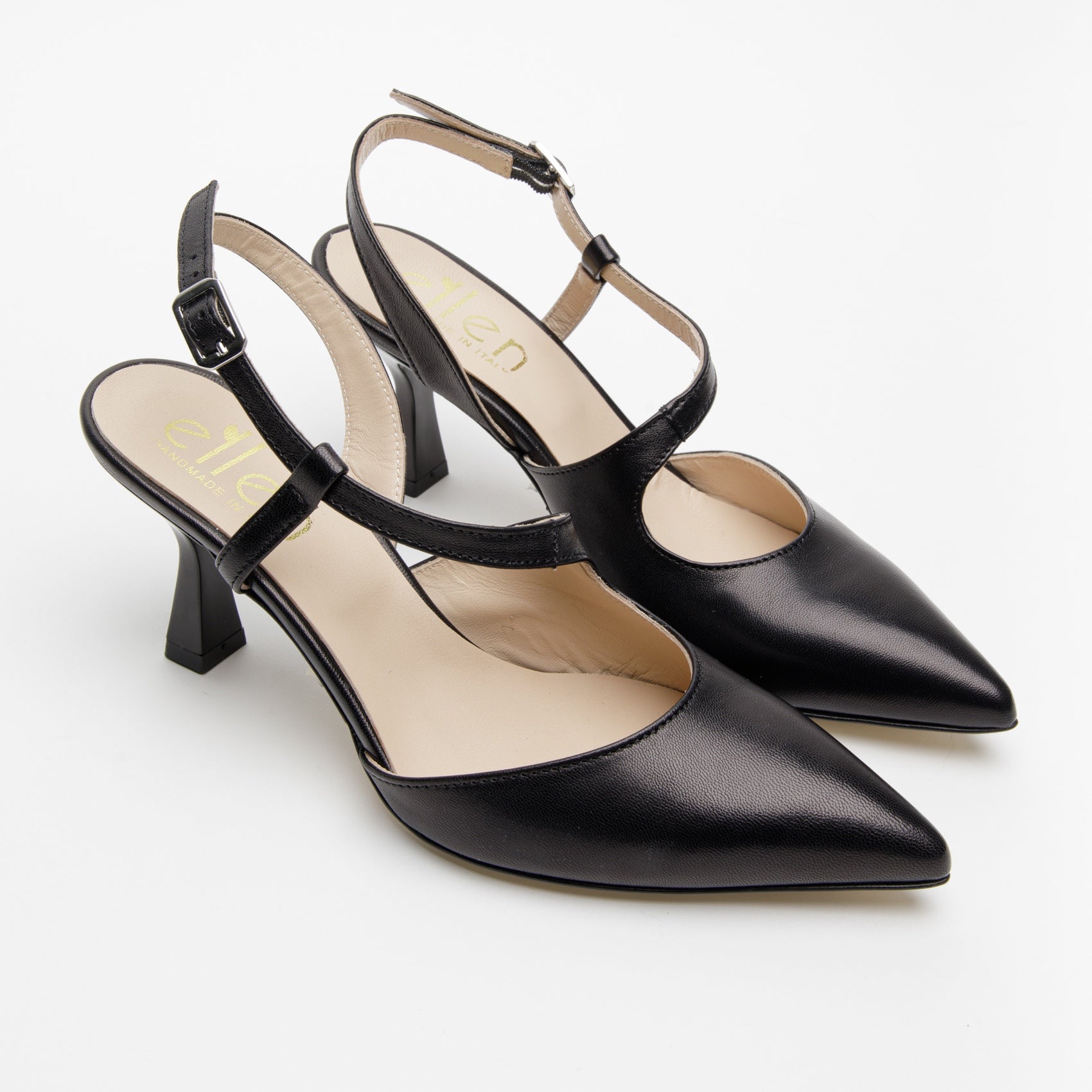 Slingback in pelle nero