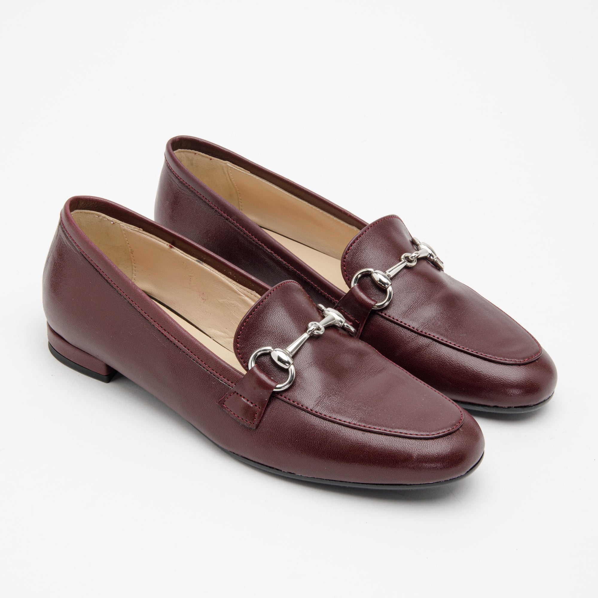 Mocassino donna in pelle borgogna