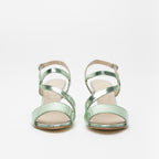 Sandalo verde in pelle