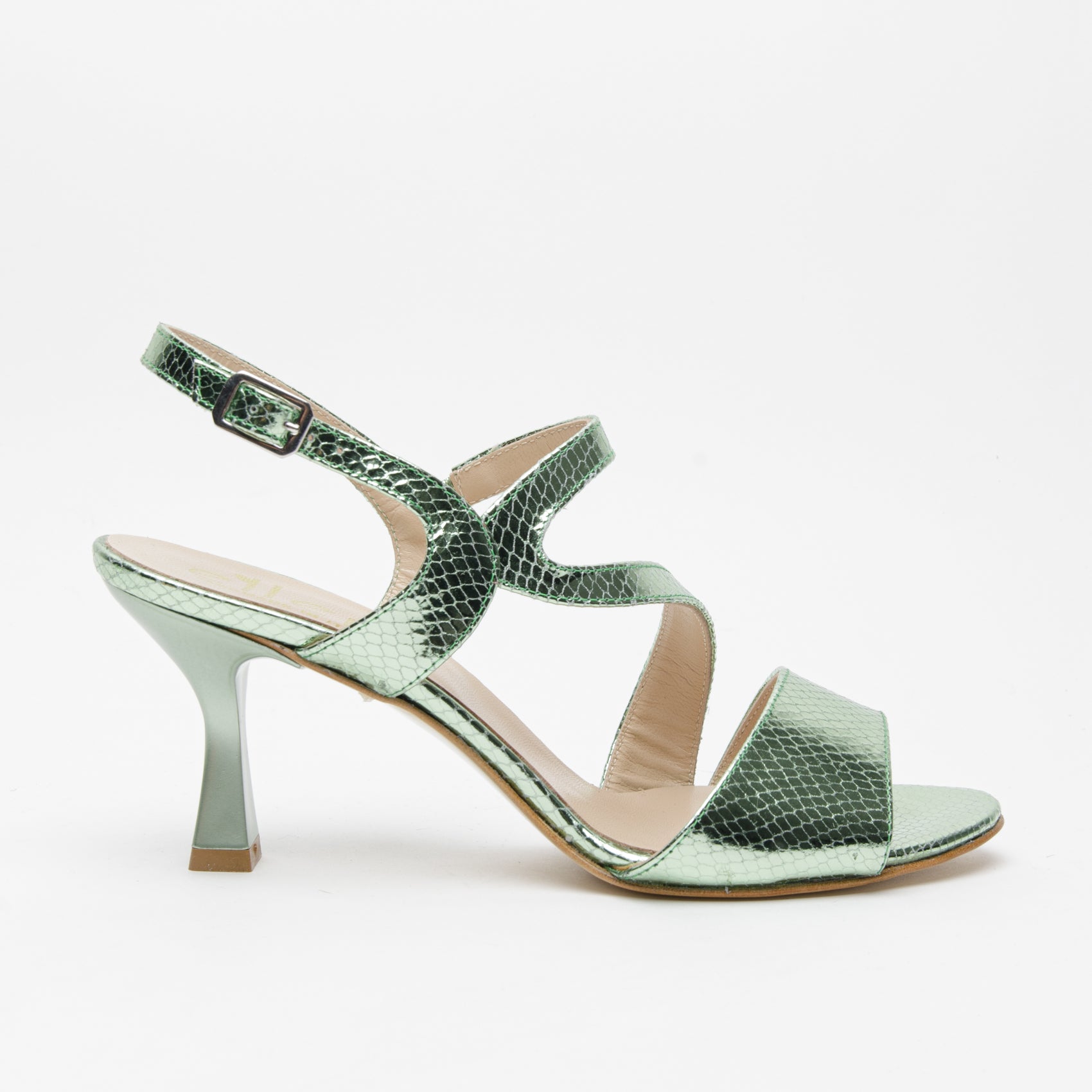 Sandalo verde in pelle