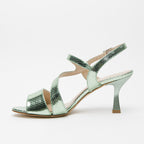 Sandalo verde in pelle