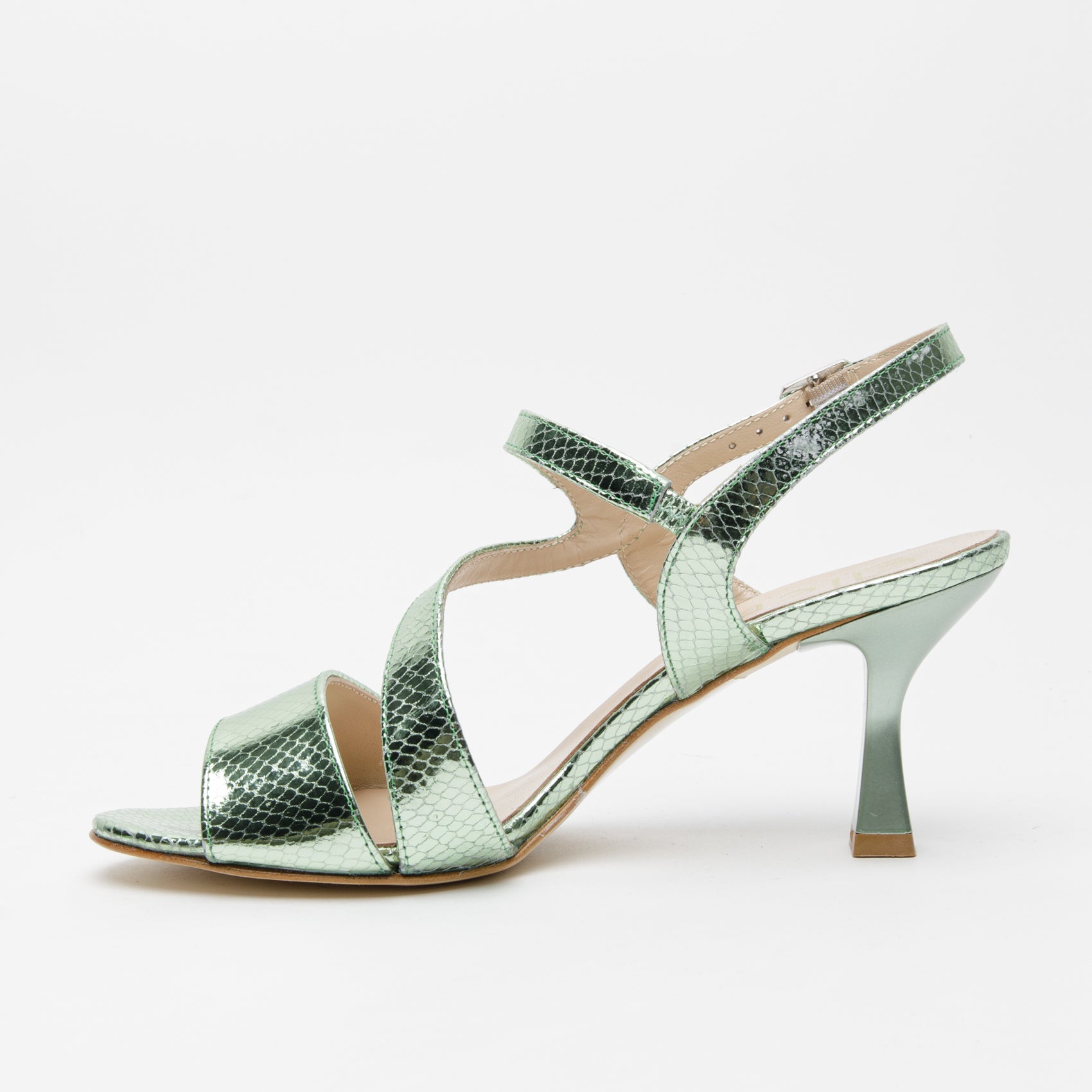 Sandalo verde in pelle