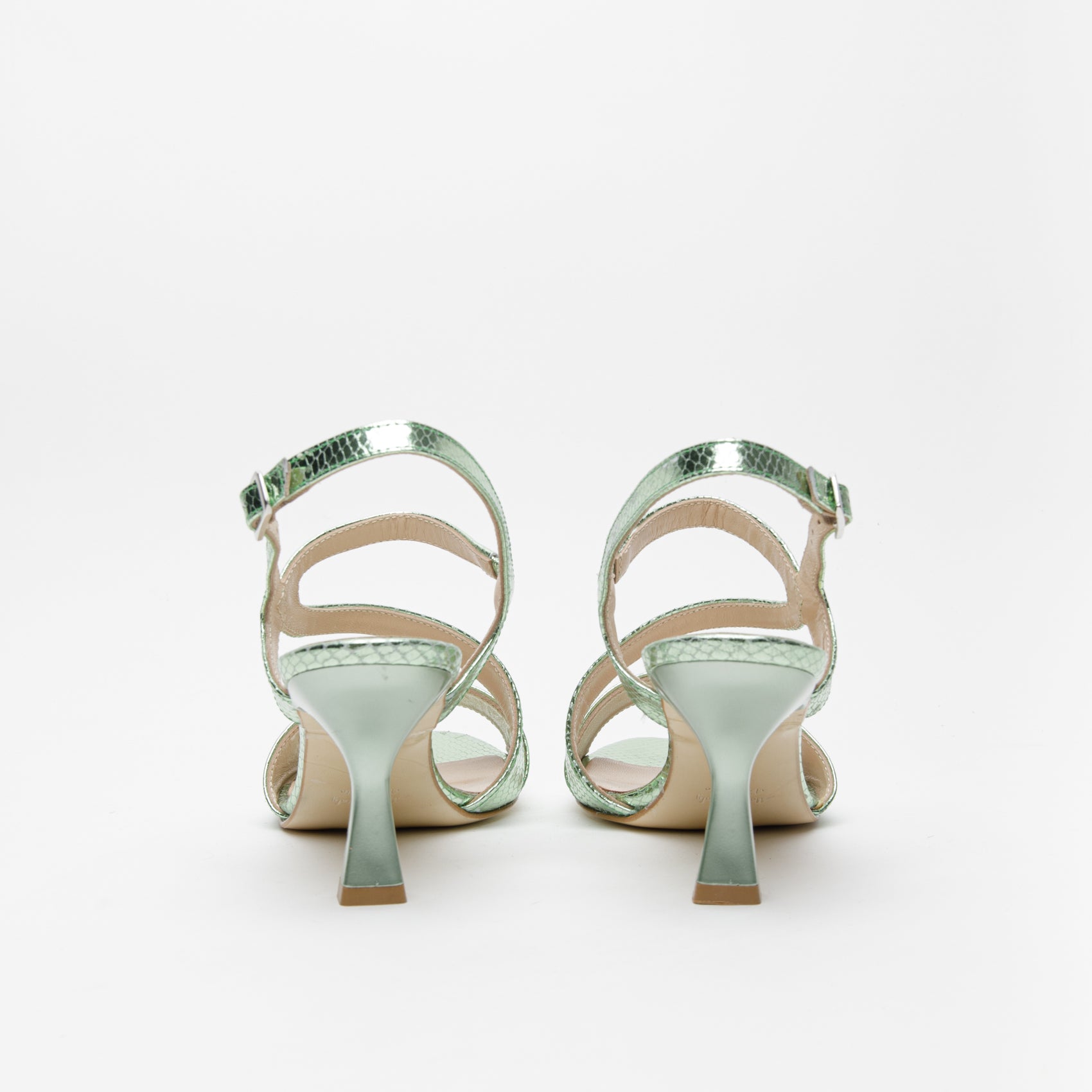 Sandalo verde in pelle