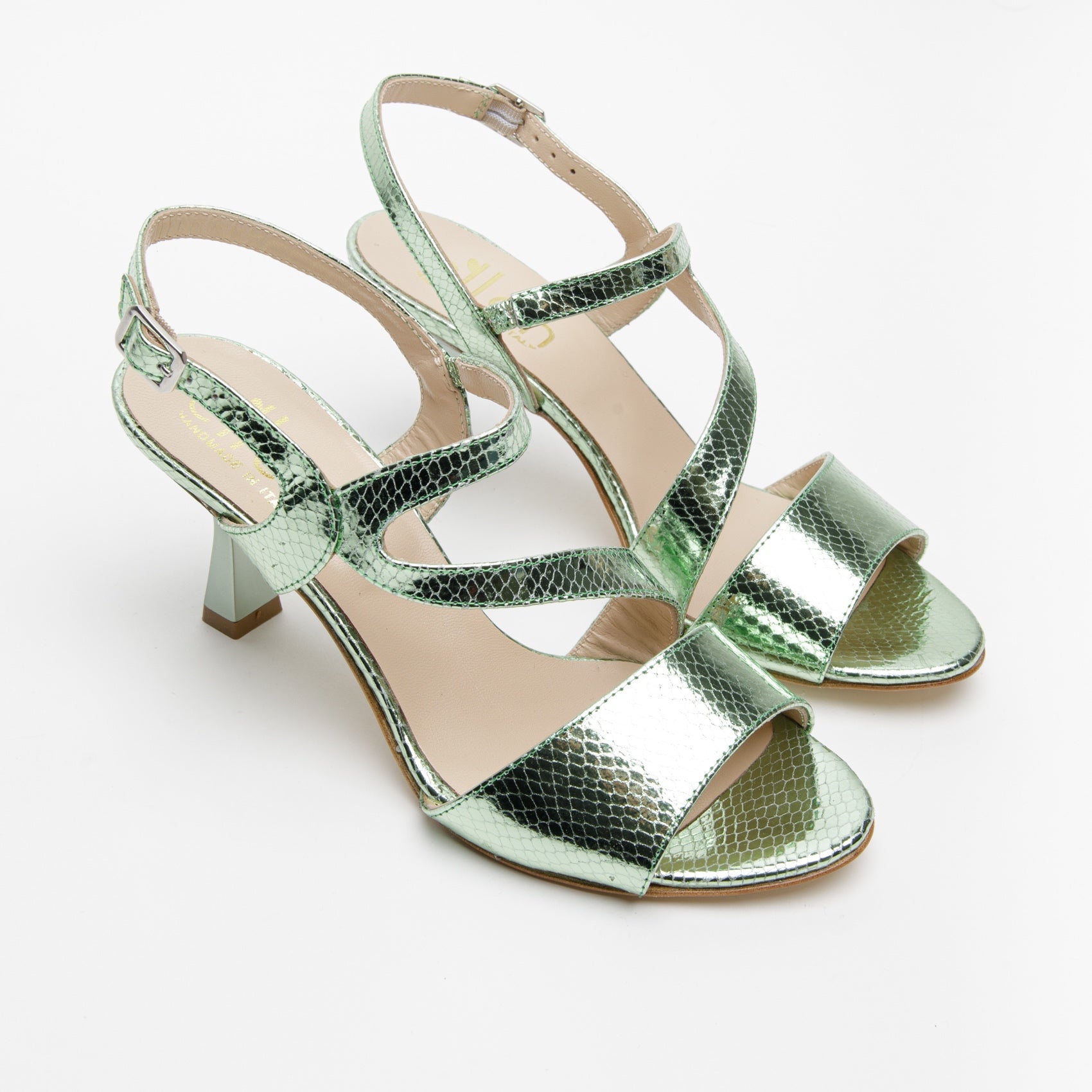 Sandalo verde in pelle