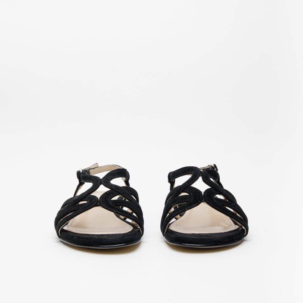 Sandalo donna in camoscio nero