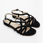 Sandalo donna in camoscio nero